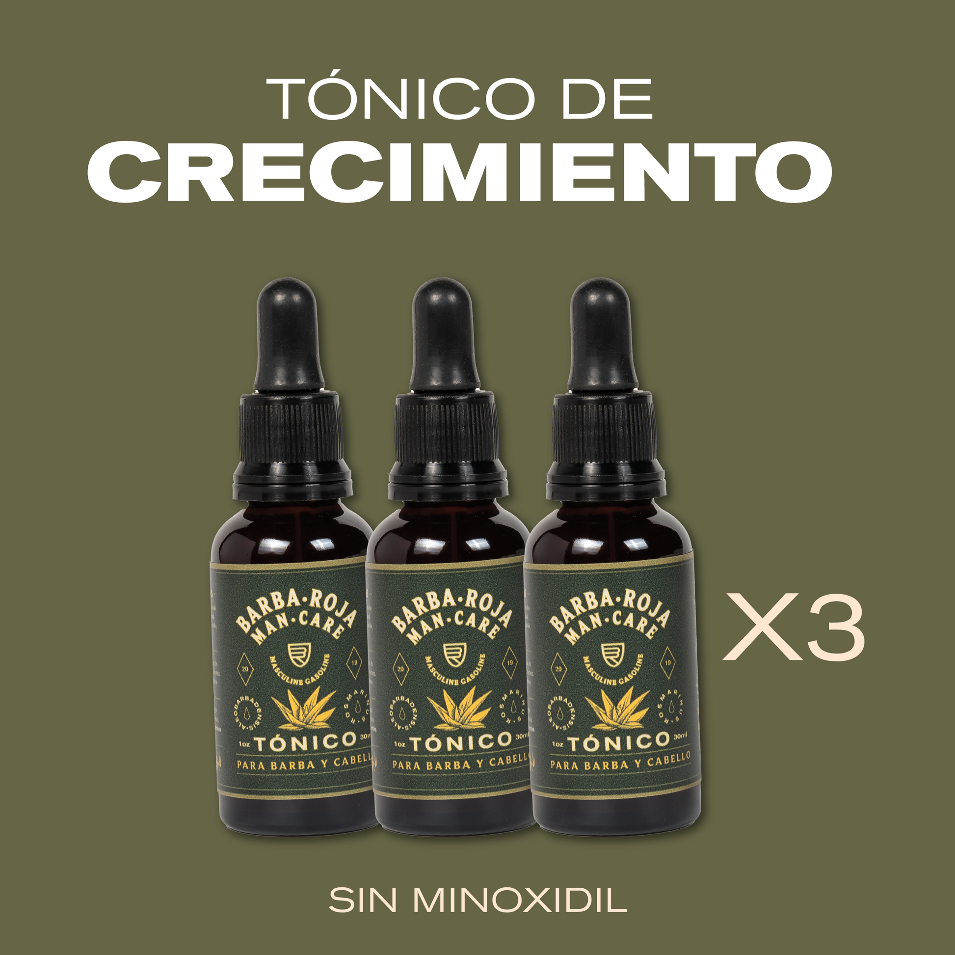 Tónico Crecimiento de Barba & Cabello x3